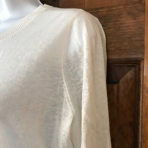 LOFT Lightweight White Button Close Cardigan Sweater Petite Medium - Picture 5 of 12